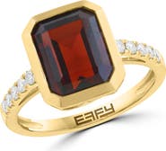 EFFY 14K Yellow Gold Diamond & Garnet Bezel Ring
