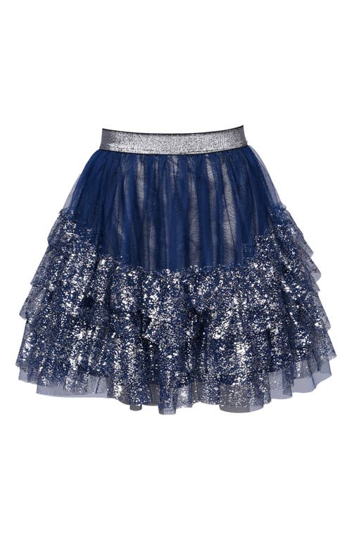 Truly Me Kids' Foiled Tiered Tutu in Navy Silver 