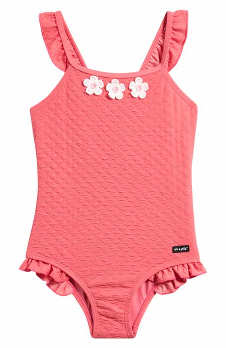 Kids' Daisy Ruffle Textured One-Piece Swimsuit