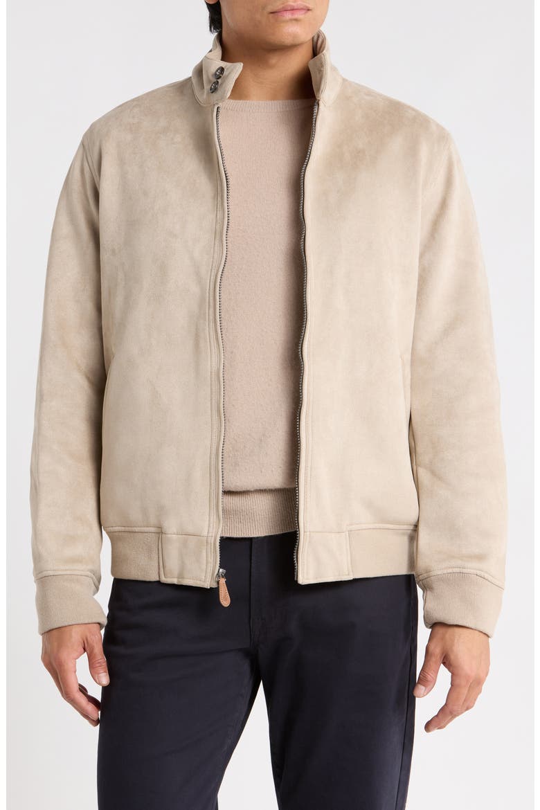 Barracuda Faux Suede Bomber Jacket, Main, color, LATTE