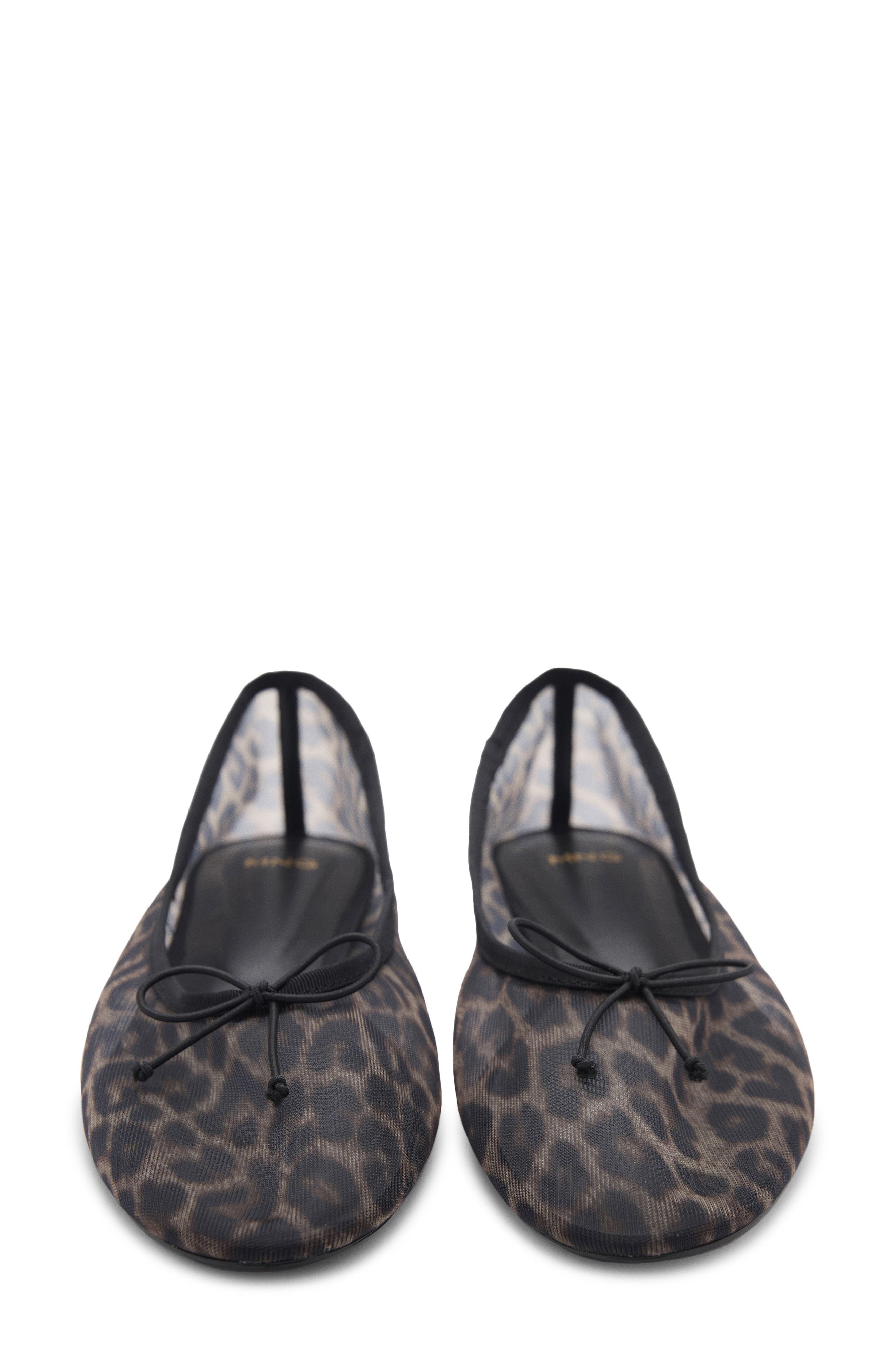 MANGO Animal Print Mesh Ballerina Flat, Alternate, color, 