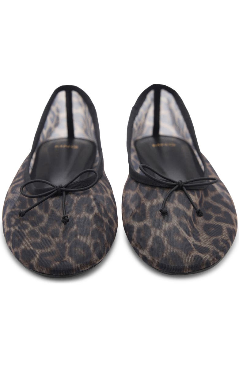 MANGO Animal Print Mesh Ballerina Flat, Alternate, color,