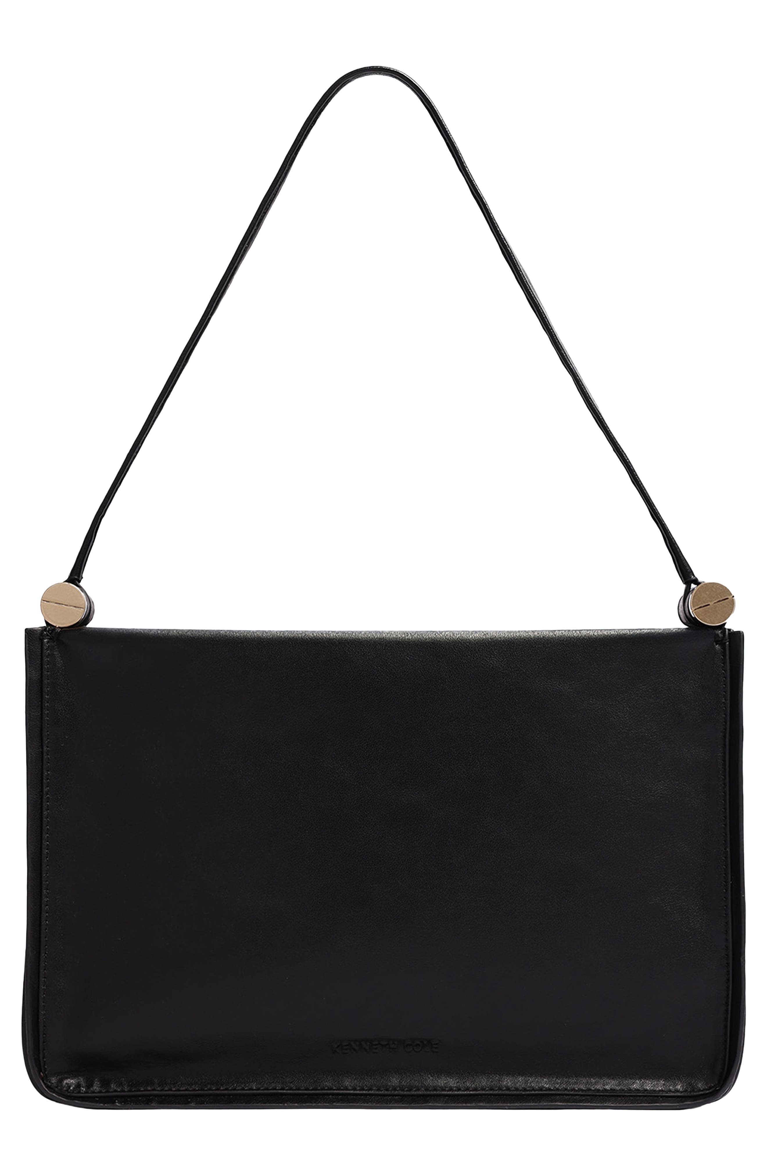 Floral Stud Large Top Handle Leather Bag, Alternate, color, BLACK