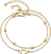 Adornia 2-Piece Initial Bead Chain Bracelet Set