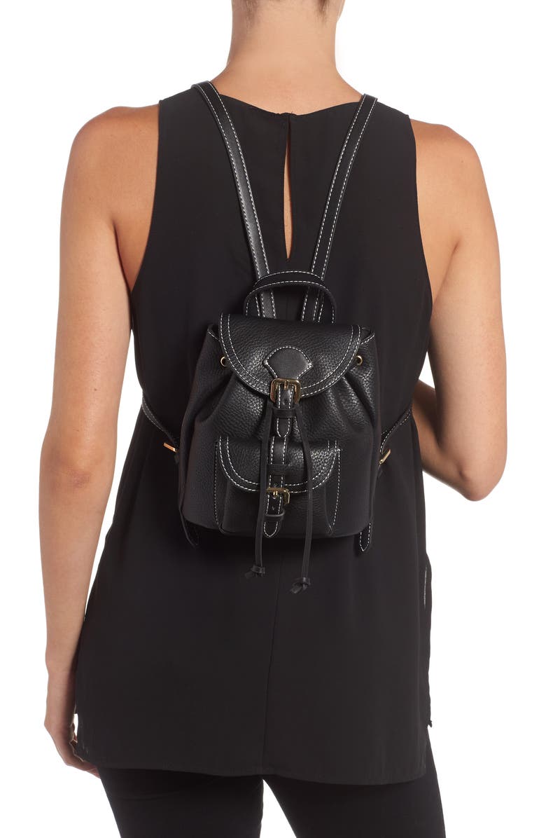 Topshop Bruno Super Mini Faux Leather Backpack, Alternate, color,