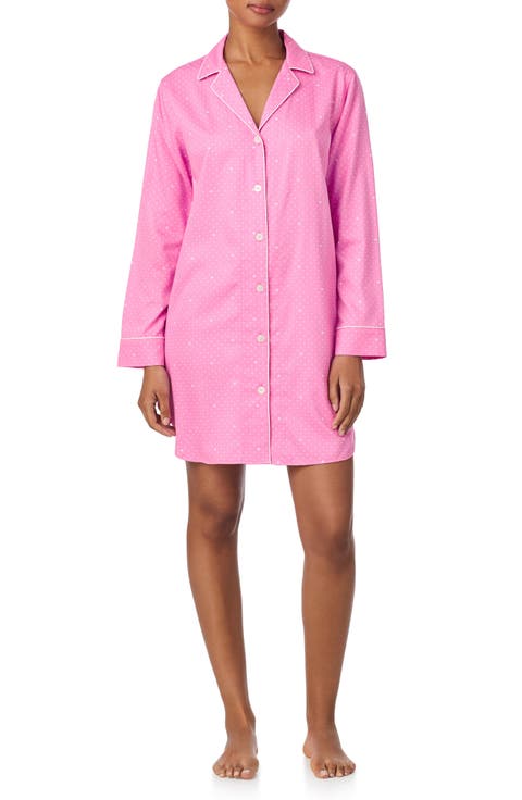Long Sleeve Cotton Blend Sleepshirt