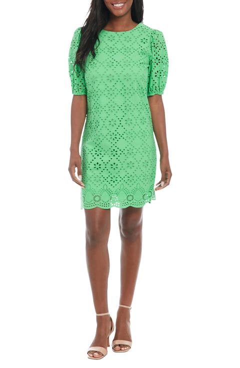 Cotton Eyelet Shift Dress
