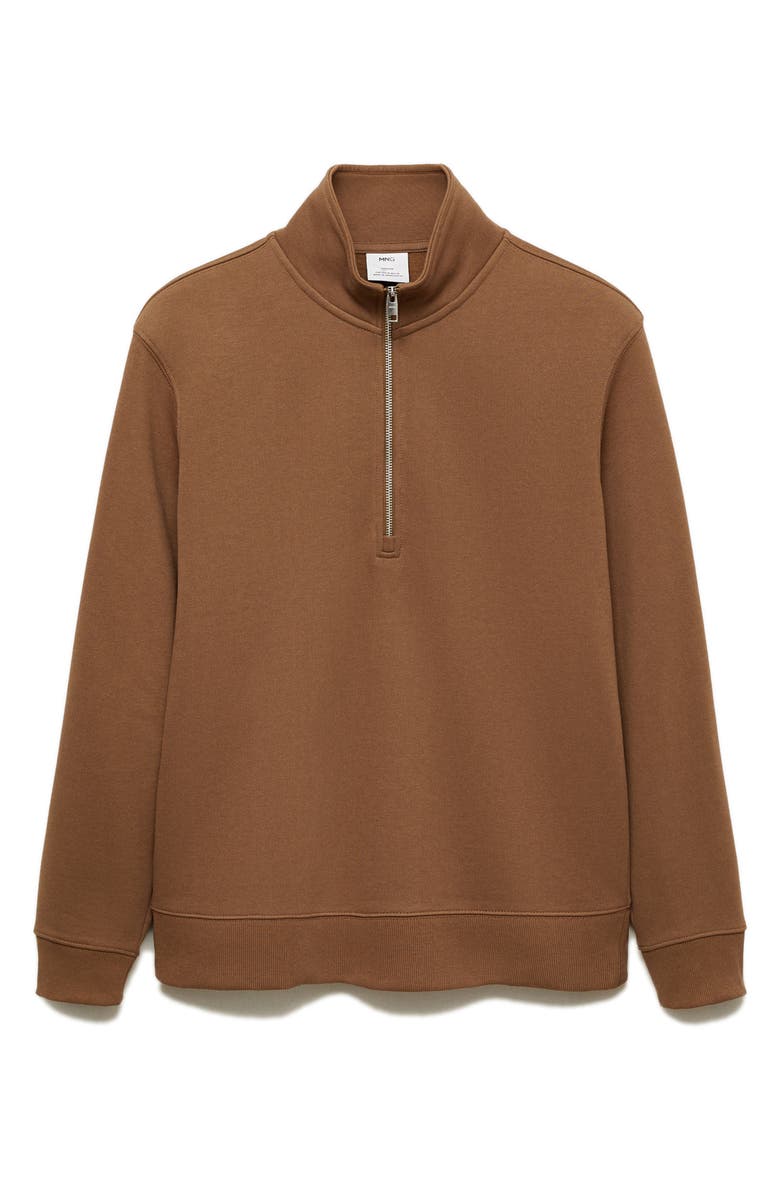 MANGO Cotton Blend Half Zip Sweatshirt, Alternate, color,
