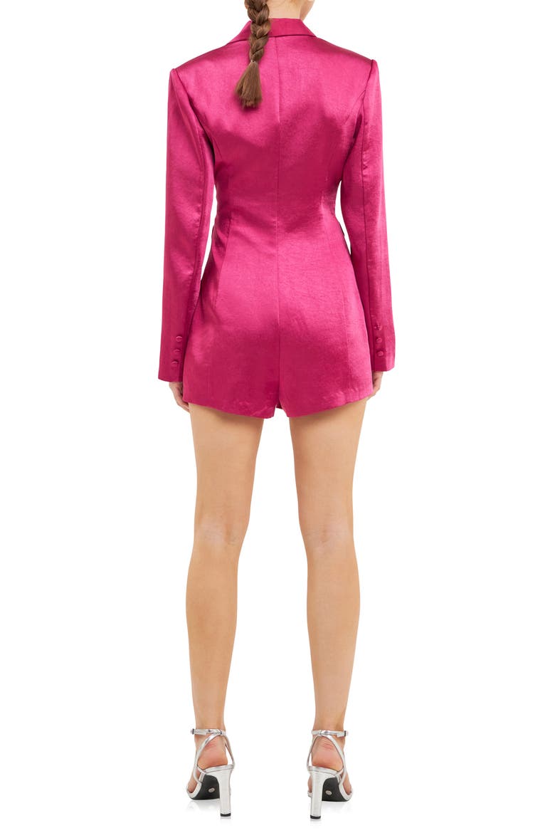 Long Sleeve Satin Blazer Romper, Alternate, color, ORCHID