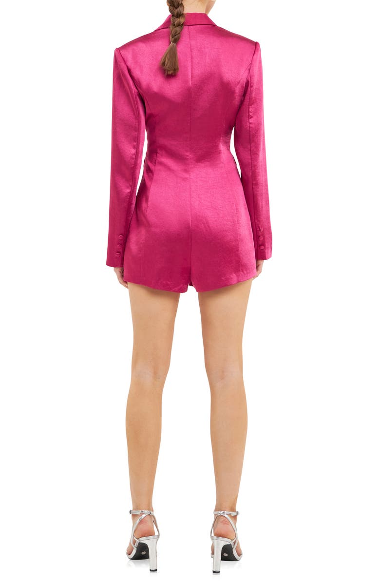 Endless Rose Long Sleeve Satin Blazer Romper, Alternate, color, Orchid