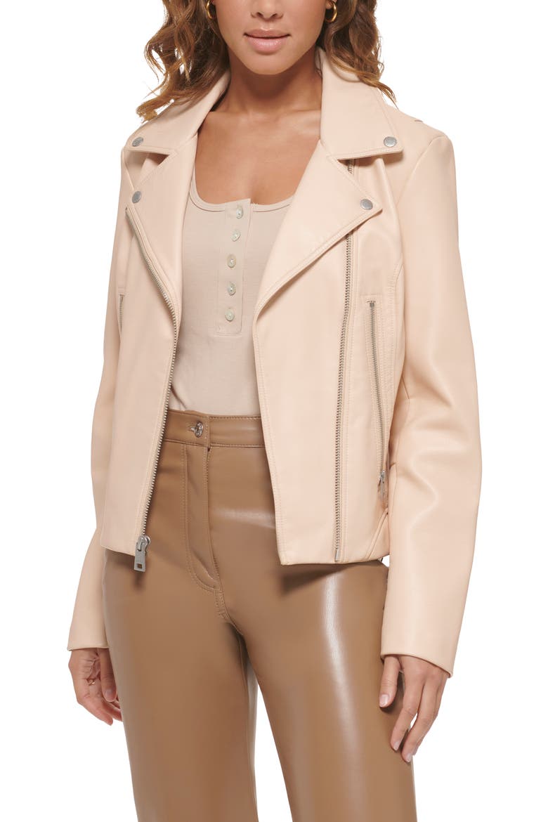 Faux Leather Moto Jacket, Alternate, color, FRAPPE