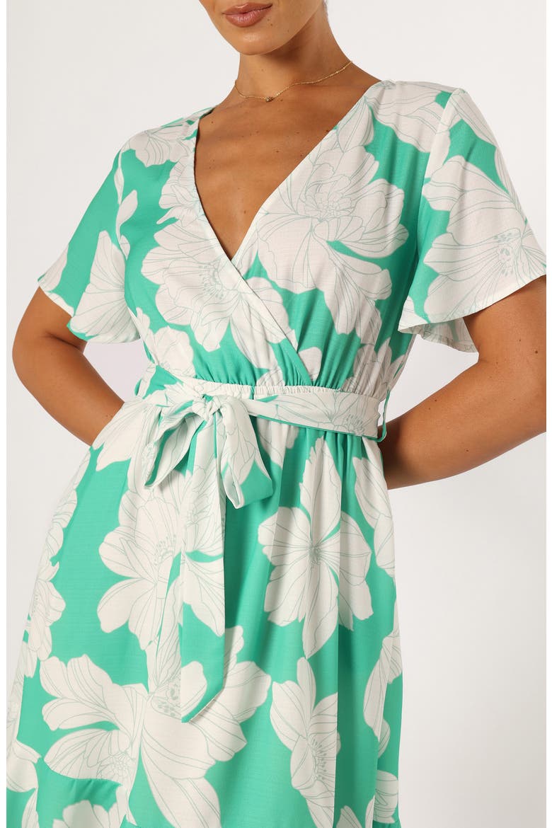Rylan Tie Waist Minidress, Alternate, color, GREEN FLORAL