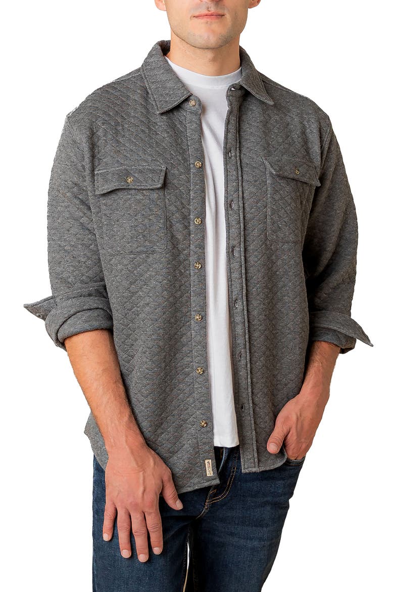 Long Sleeve Quilted Shirt Jacket, Main, color, Quilted Dark Gray Heather