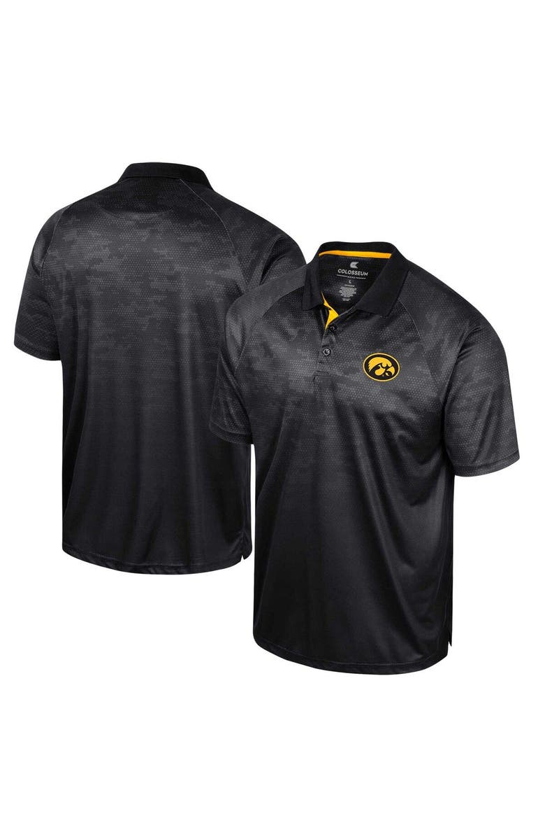 COLOSSEUM Men's Colosseum Black Iowa Hawkeyes Honeycomb Raglan Polo, Alternate, color, Black