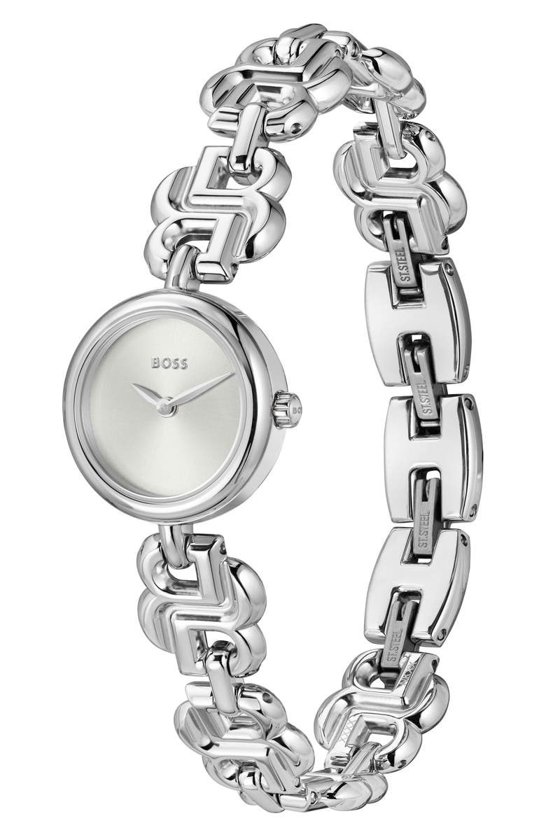 BOSS Double B Dressy Bracelet Watch, 23mm, Alternate, color, Silver White