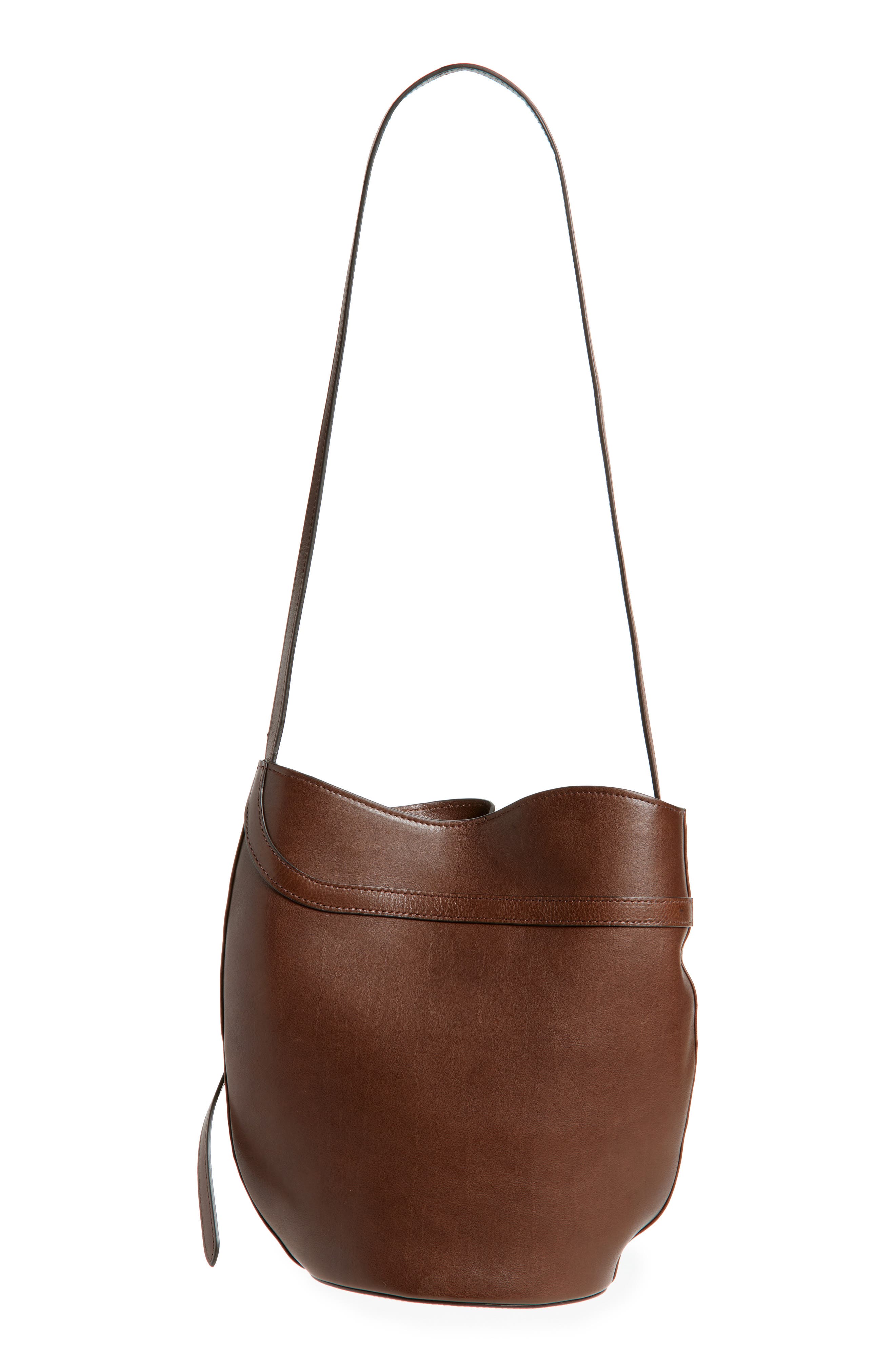 LIFFNER Belted Leather Bucket Bag, Alternate, color, Dark Brown