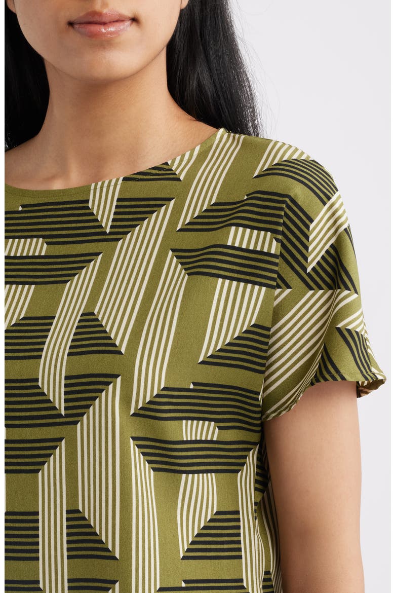 Geo Print Short Sleeve Top, Alternate, color, BAY LEAF MULTI