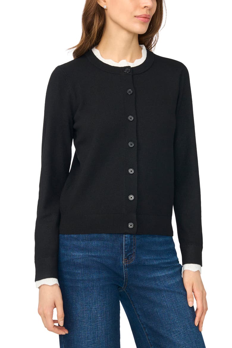Crewneck Cardigan, Main, color, RICH BLACK