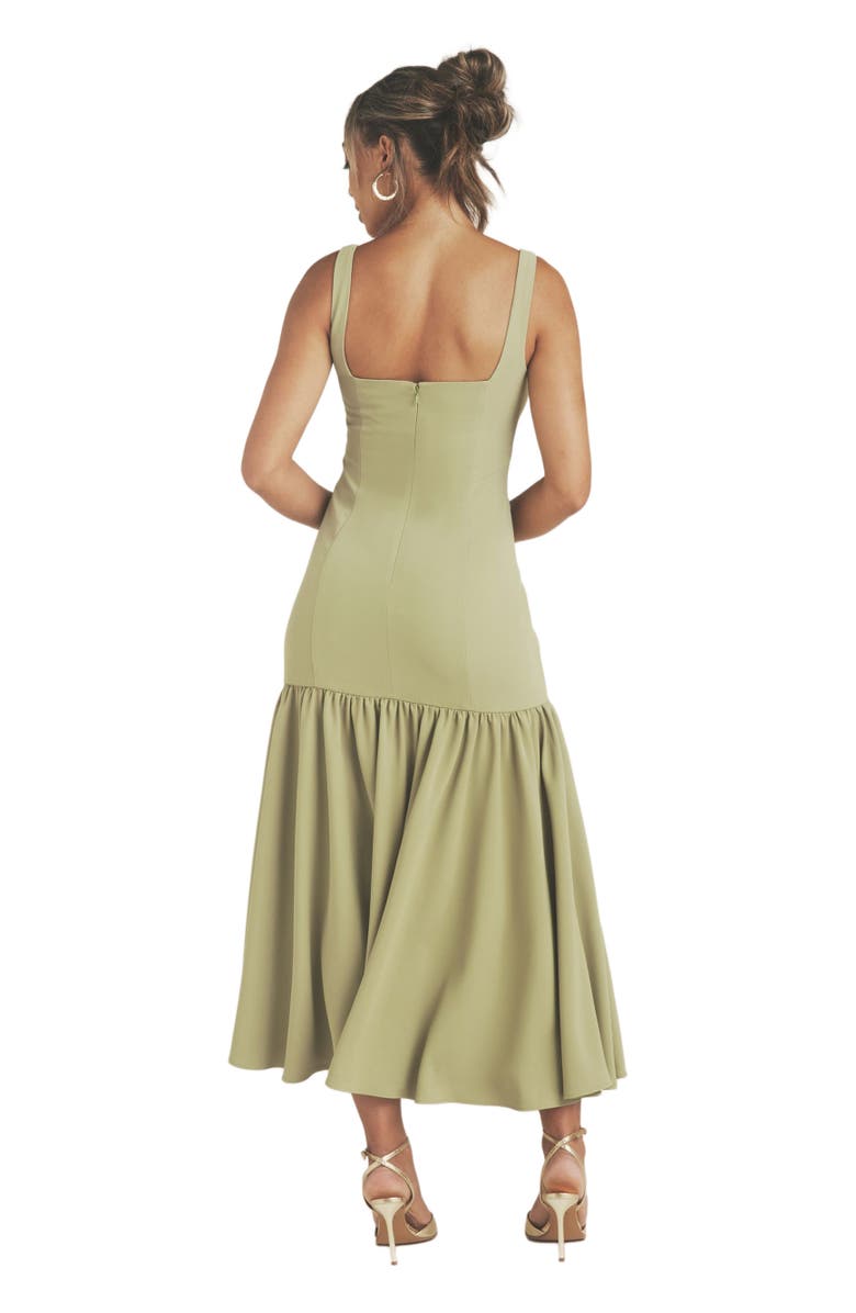 Six Stories Square Neck Drop Hem Midi Dress, Alternate, color, 