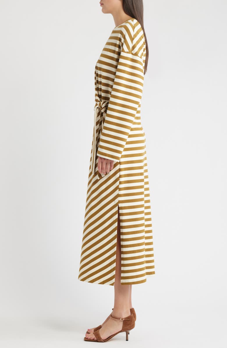 FRNCH Fenouil Directional Stripe Long Sleeve Dress, Alternate, color, Olive