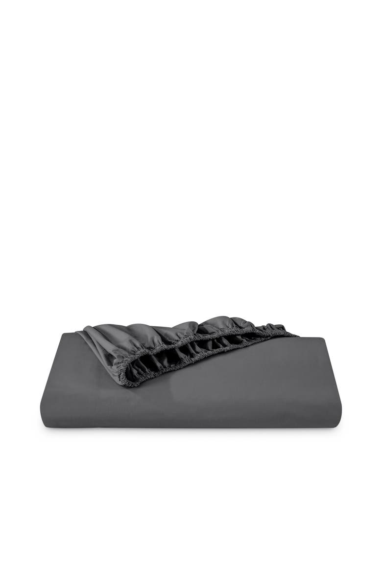 Bare Home 100% Organic Cotton Percale Cooling Fitted Sheet - Full XL, Main, color, Grey