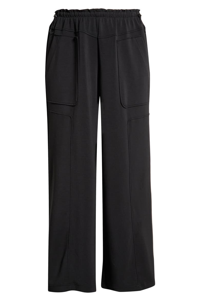 Yoke Detail Wide Leg Scuba Pants, Alternate, color, BLACK