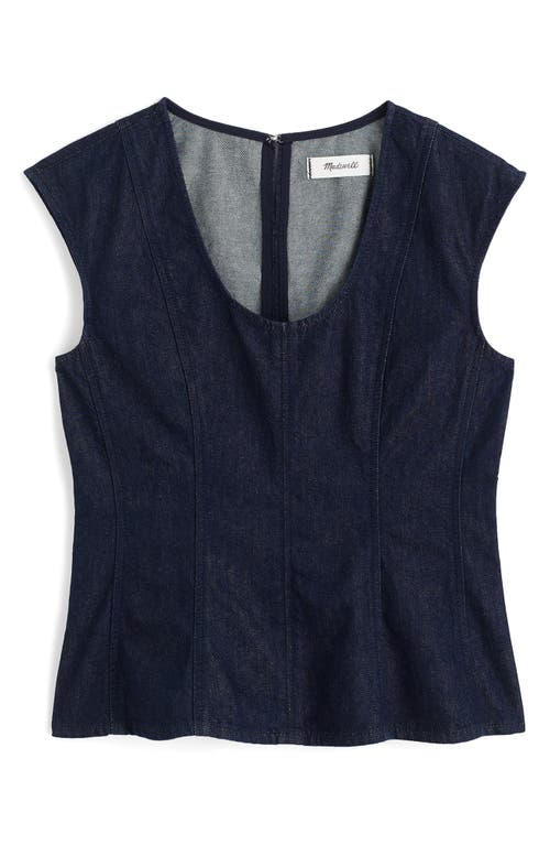Madewell Seamed Scoop Neck Denim Top In Blue
