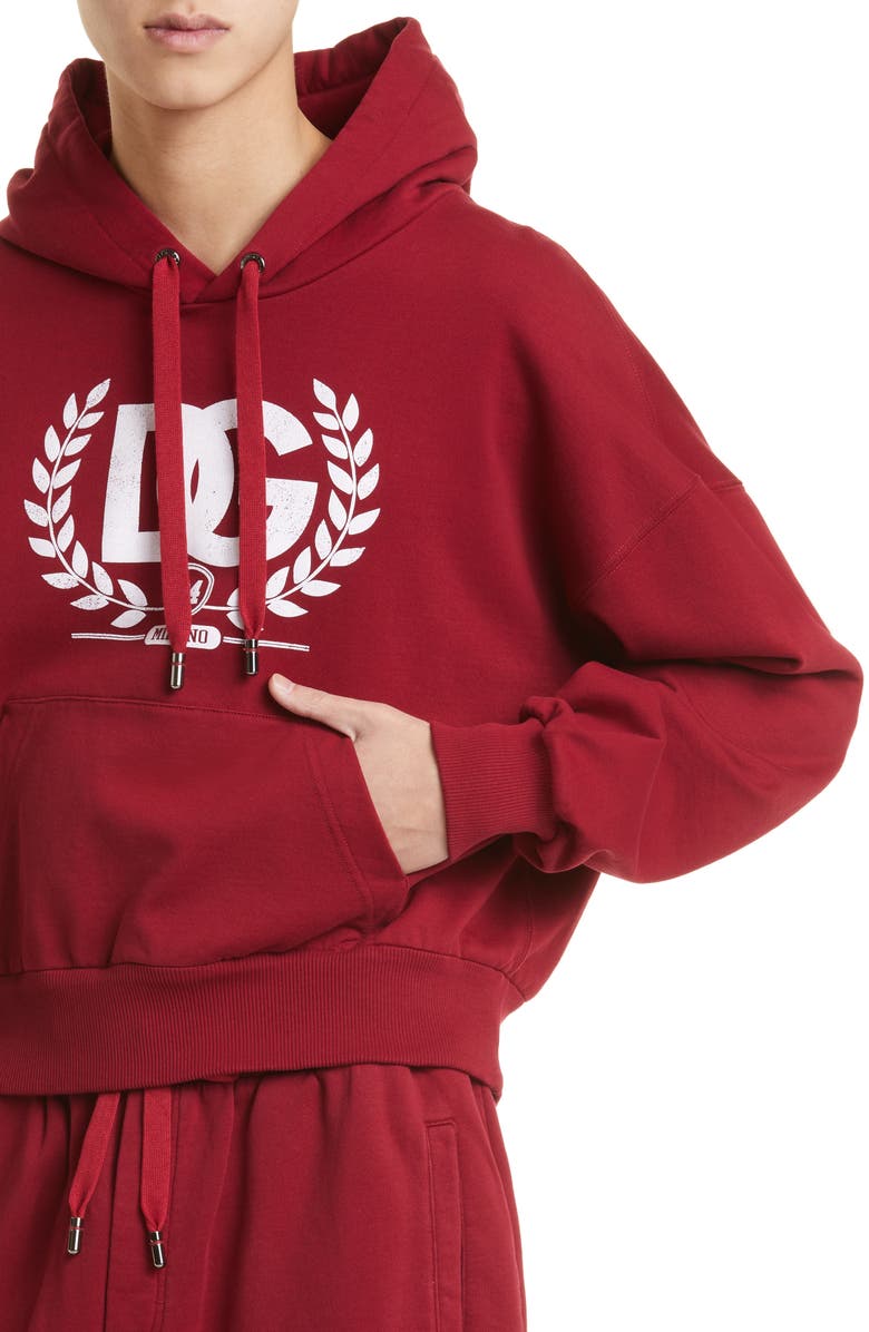 Dolce&Gabbana DG Crest Logo Cotton Hoodie, Alternate, color,