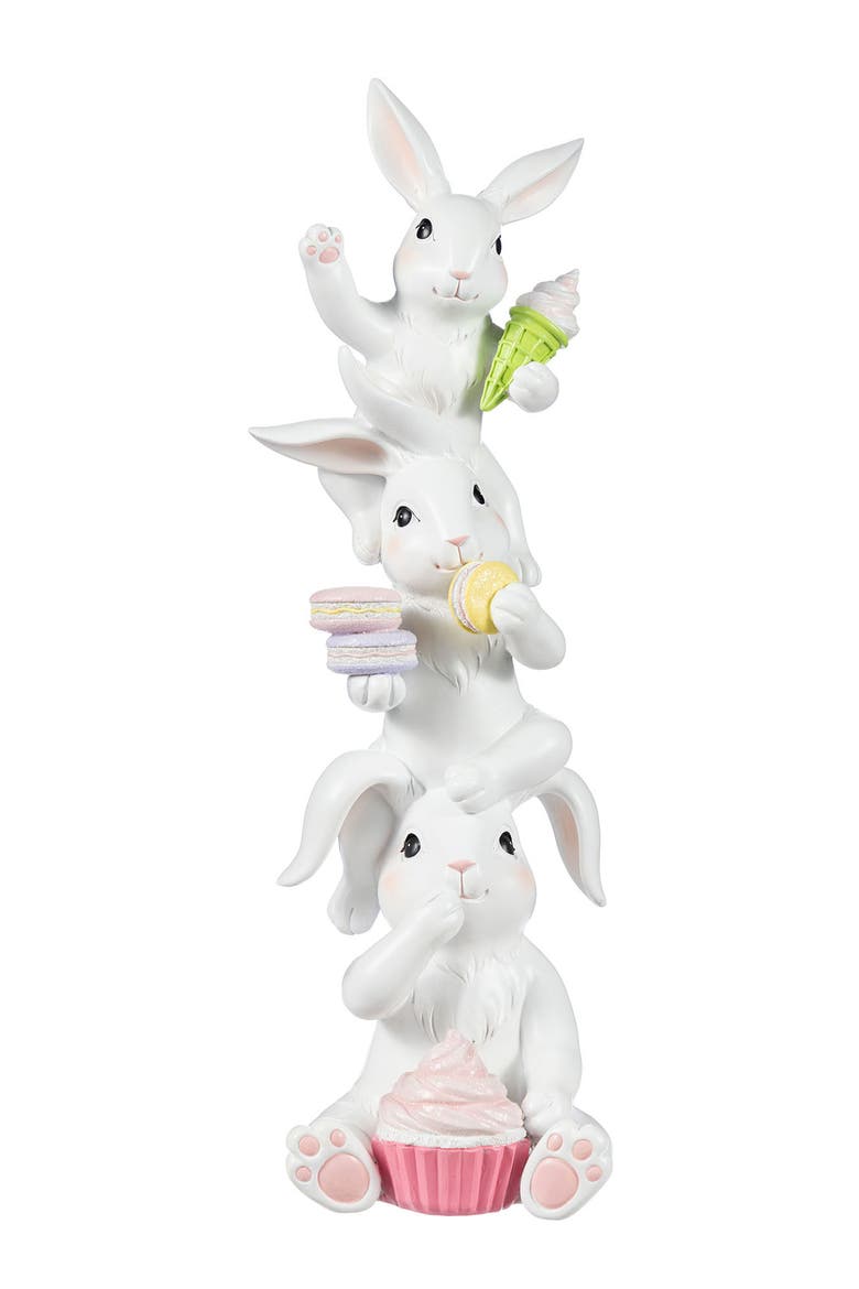 Easter Resin Stacked Bunny with Macaron Table Decor, Main, color, White