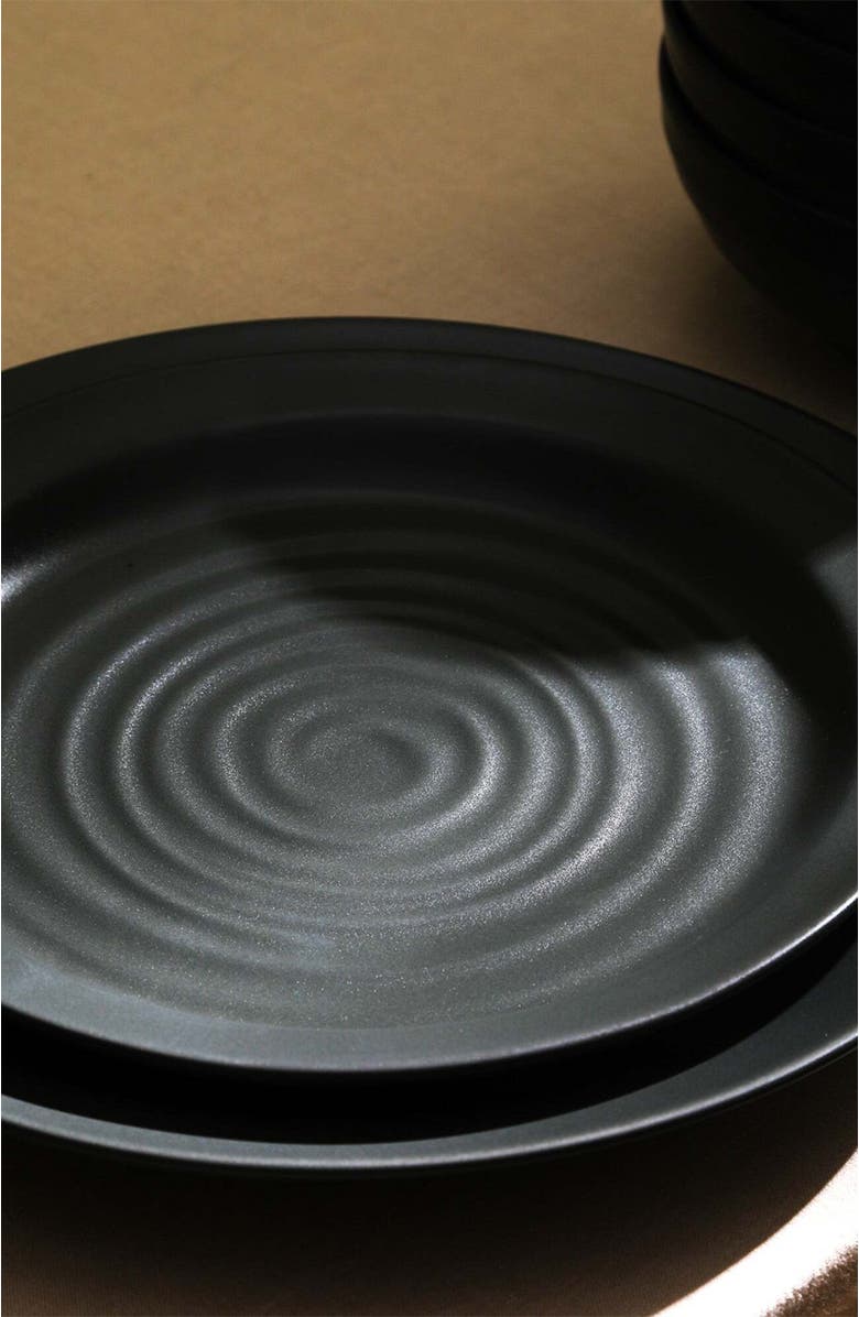 Stone Lain Orbit Stoneware 12-Piece Dinnerware Set with Pasta Bowls, Alternate, color, Charcoal 24 Piece Set