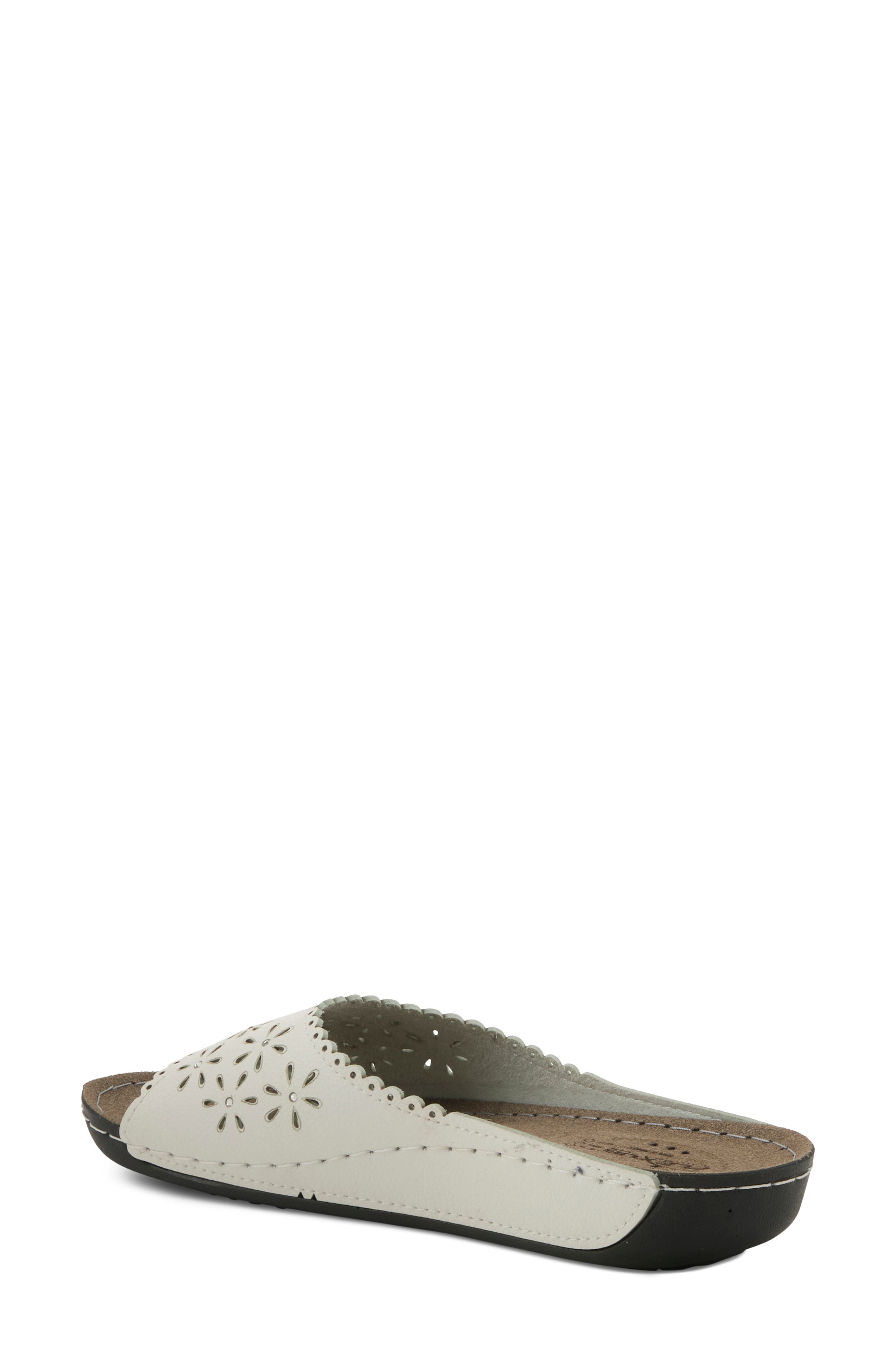 Rhinestone Lasercut Slide Sandal, Alternate, color, WHITE