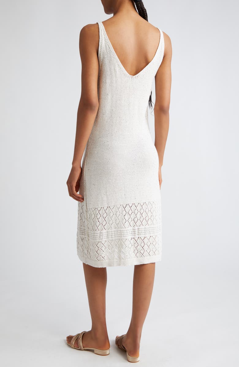 Eleventy Sequin Sleeveless Cotton & Linen Blend Pointelle Sweater Dress, Alternate, color,