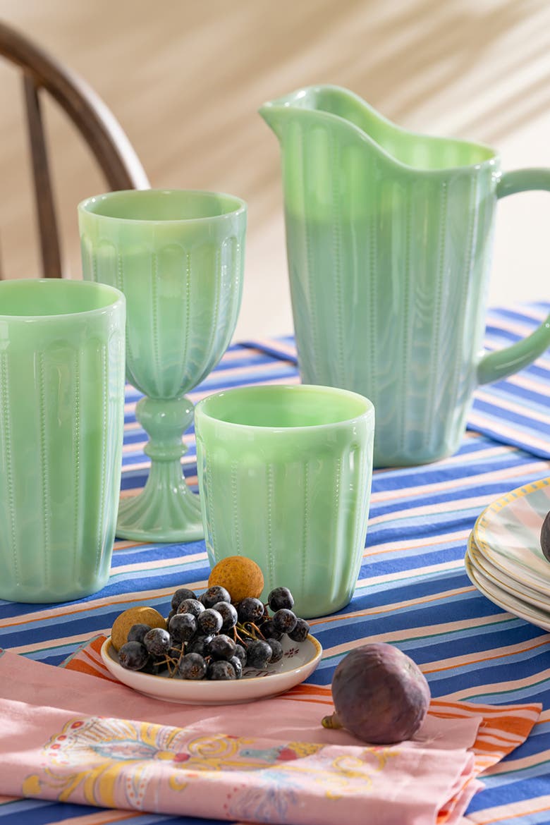 Henan Glass Pitcher Jug 34 oz, Alternate, color, Green