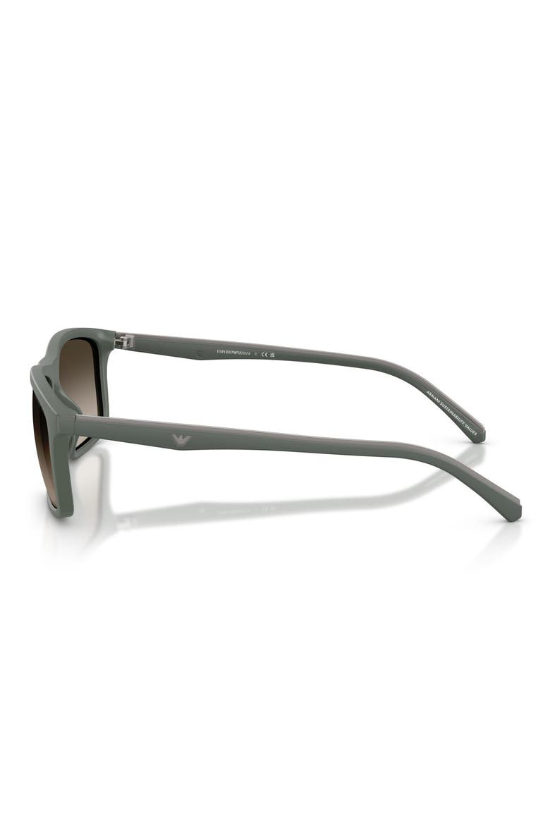 57mm Gradient Pillow Sunglasses, Alternate, color, MATTE GREEN / GRADIENT BROWN