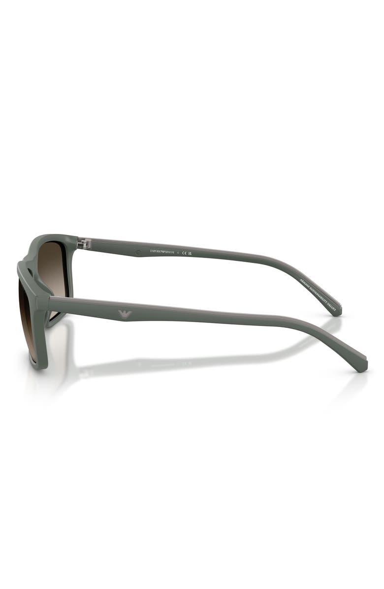 Emporio Armani 57mm Gradient Pillow Sunglasses, Alternate, color, Matte Green / Gradient Brown