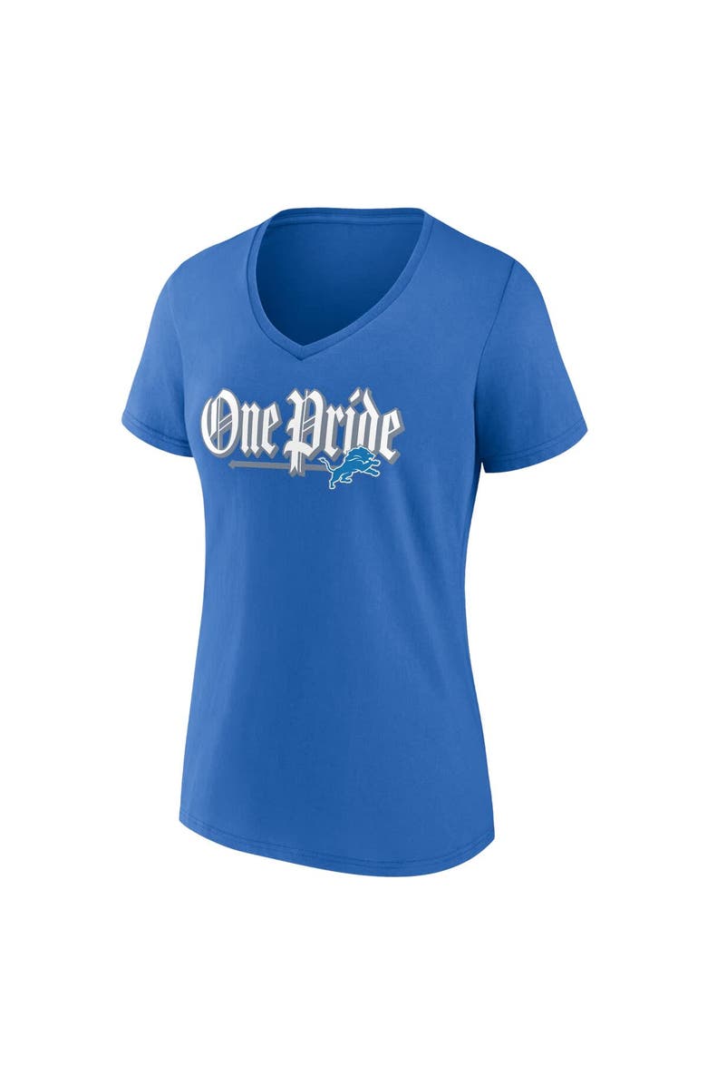 FANATICS Women's Fanatics Blue Detroit Lions Hometown Defensive Stand V-Neck T-Shirt, Alternate, color, 