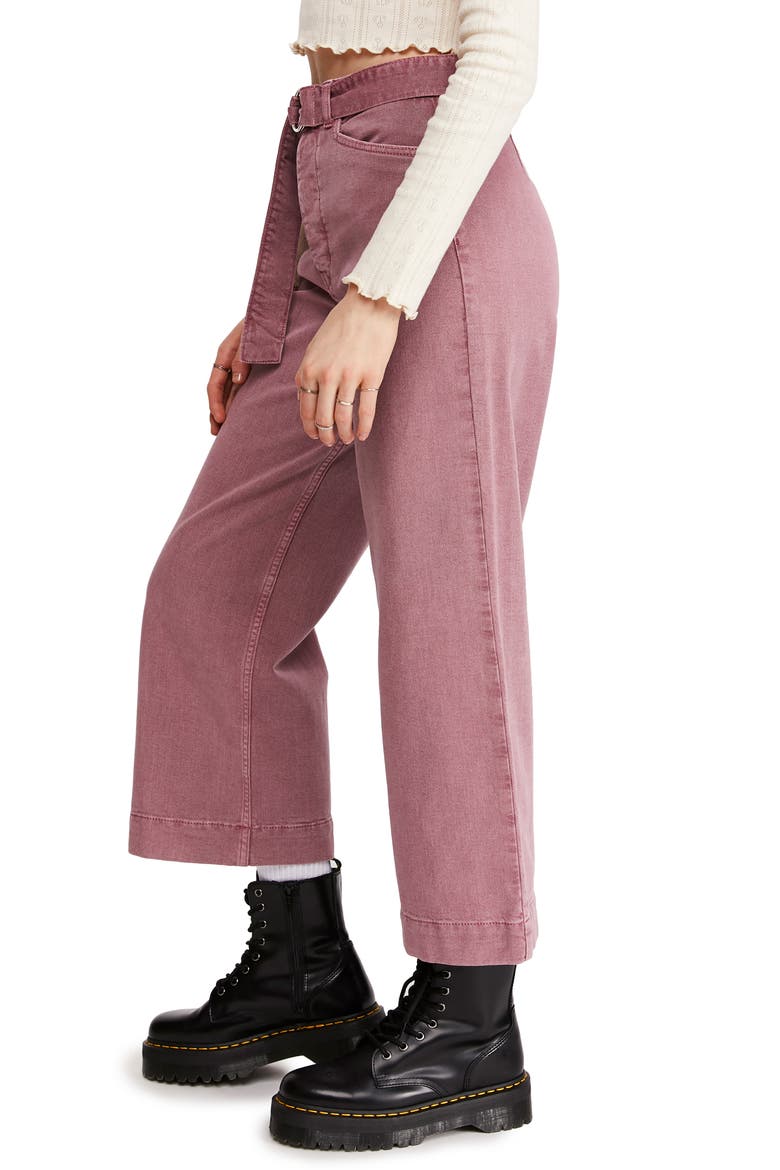 Urban Outfitters Belted Flood Jeans, Alternate, color, PINK