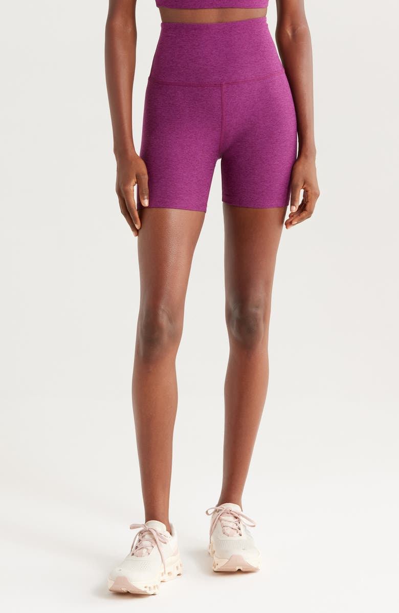 Beyond Yoga Keep Pace Space Dye Bike Shorts, Main, color, Aubergine-Beet