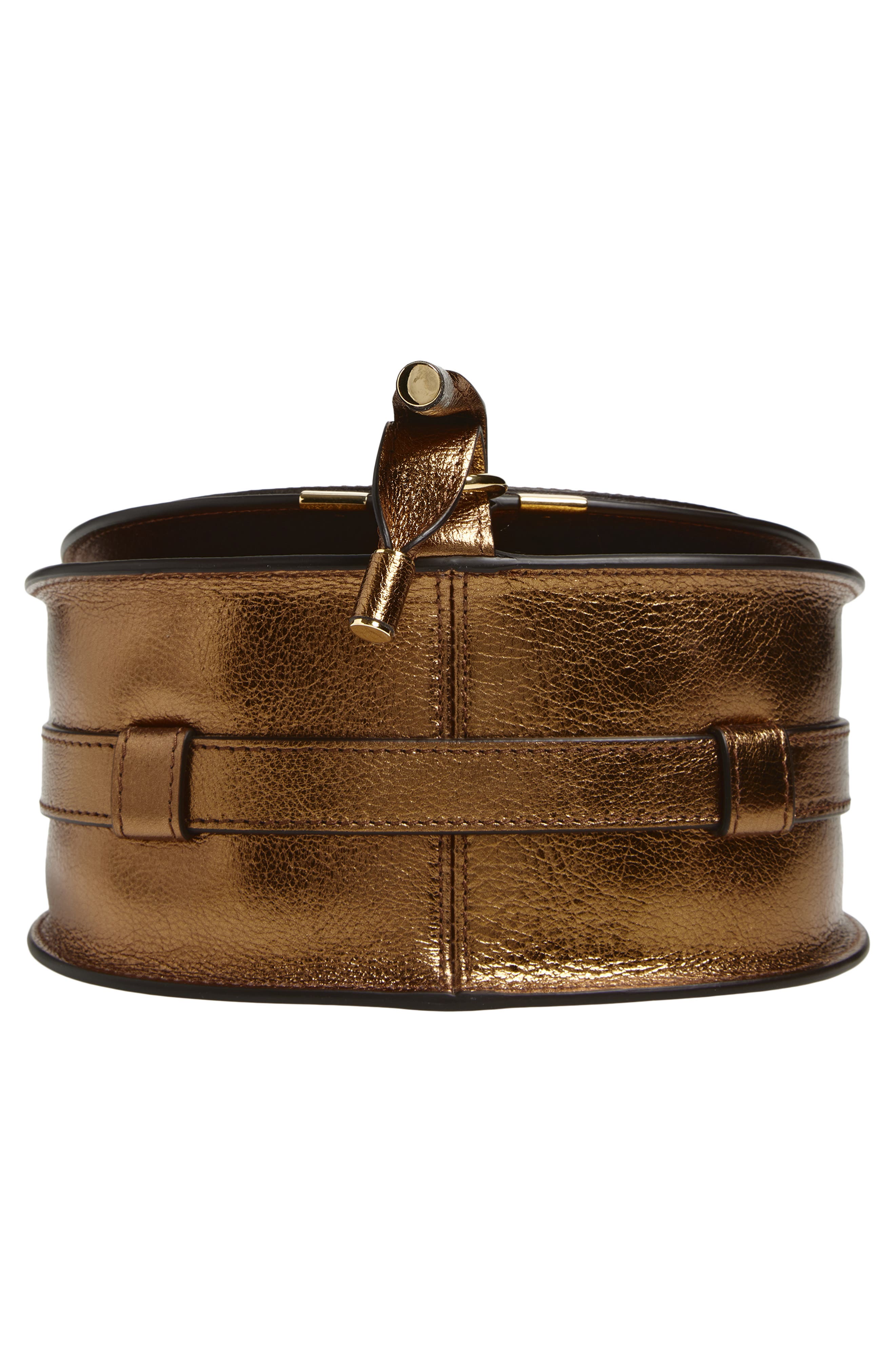 Chloé Small Marcie Metallic Leather Crossbody Bag, Alternate, color, Golden Brown