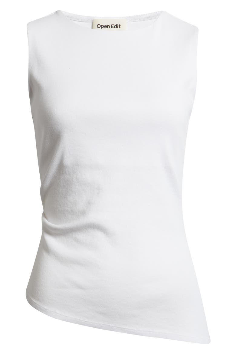 Asymmetric Rib Cotton Tank, Alternate, color, WHITE