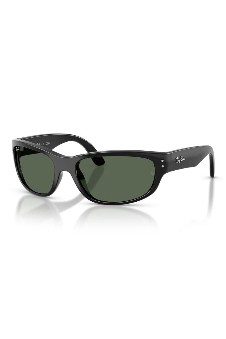 Kids' 55mm Pillow Sunglasses, Alternate, color, BLACK / DARK GREEN