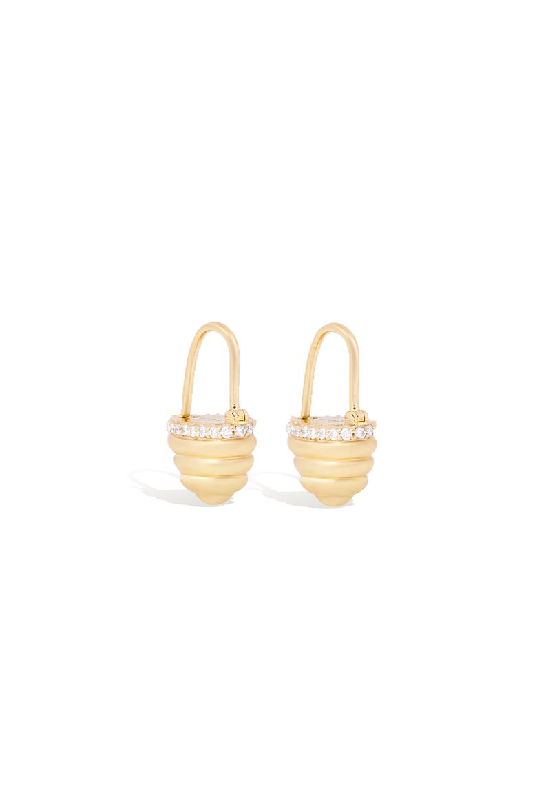 Found Gold Cap Huggie Earring, Main, color, Diamond-Gold