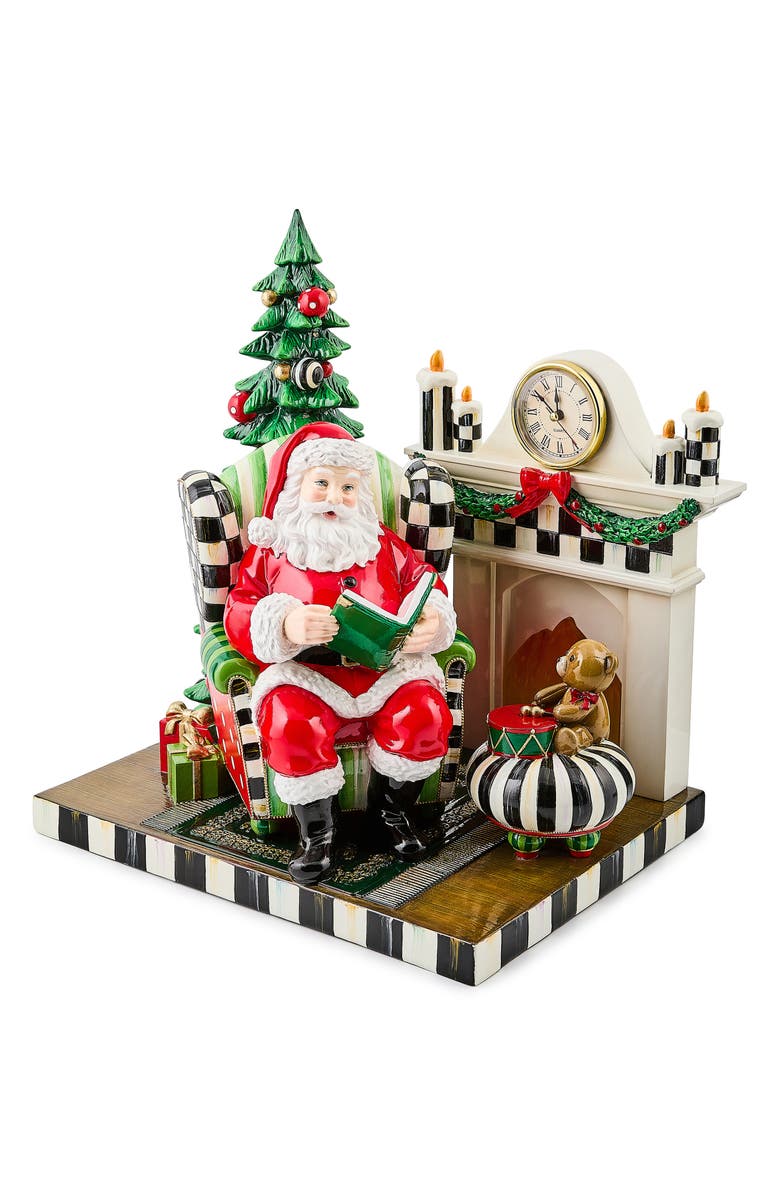 MACKENZIE CHILDS Check It Out Santa by the Fireplace Decor, Main, color, Red