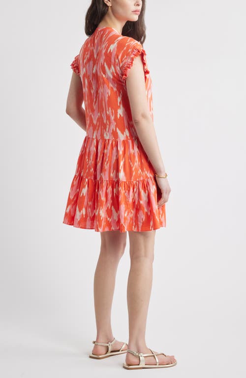 Caslonr Caslon(r) Ruffle Sleeve Linen Blend Tiered Dress