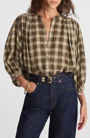 Madewell Balloon Sleeve Cotton Button-Up Top