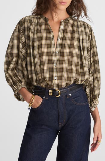 Madewell Balloon Sleeve Cotton Button-up Top