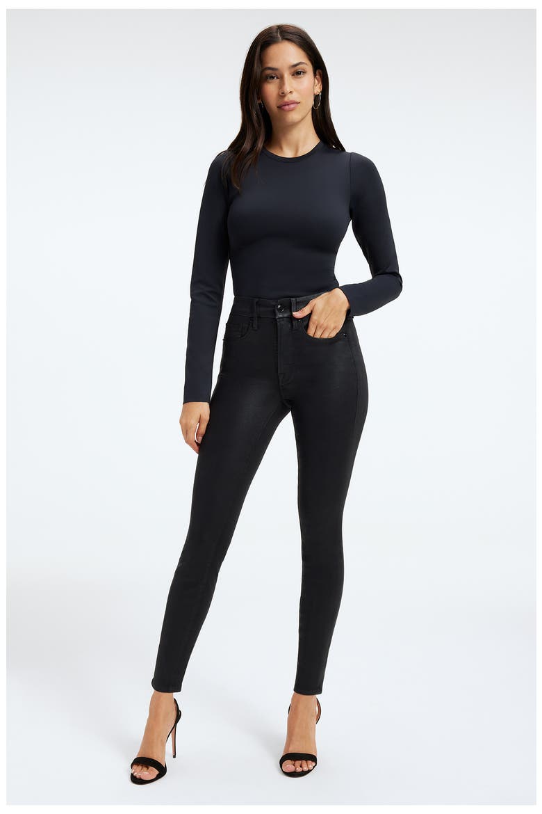 Good Legs Coated Skinny Jeans, Alternate, color, BLACK001