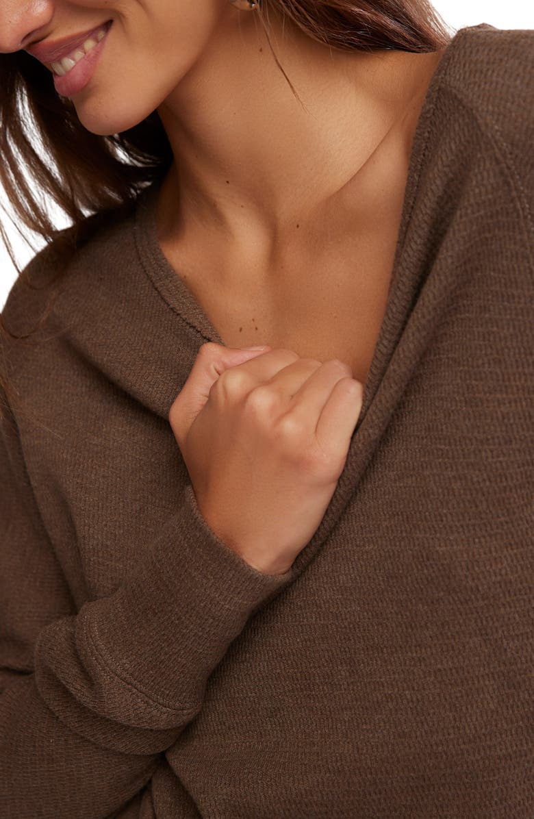 Free People Jess One-Shoulder Thermal Top, Alternate, color, Coco Brown Heather