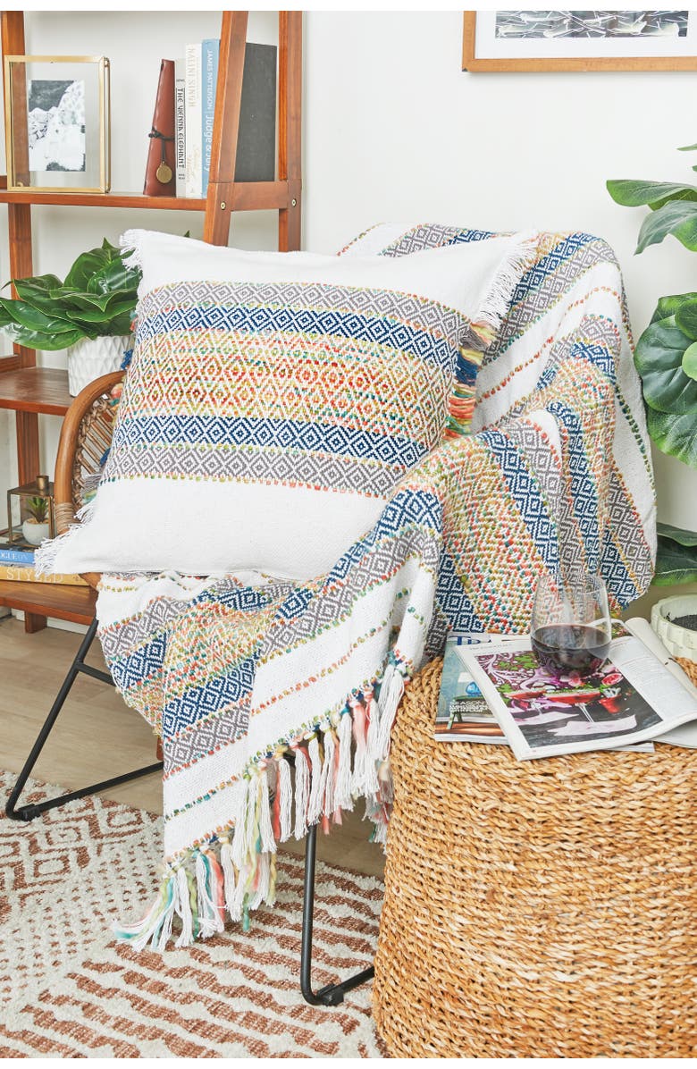 carol & frank Ashley Woven Stripe Decorative Throw Pillow, 22" x 22", Alternate, color, Yellow