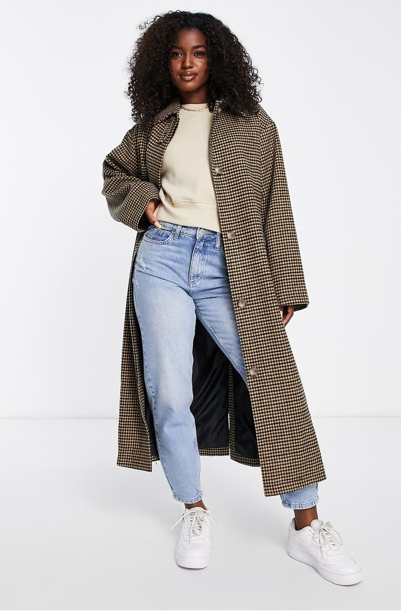 ASOS DESIGN Houndstooth Long Coat, Main, color,